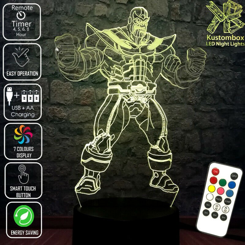 Thanos Avengers Marvel 3D LED Night Light Lamp — Kustombox