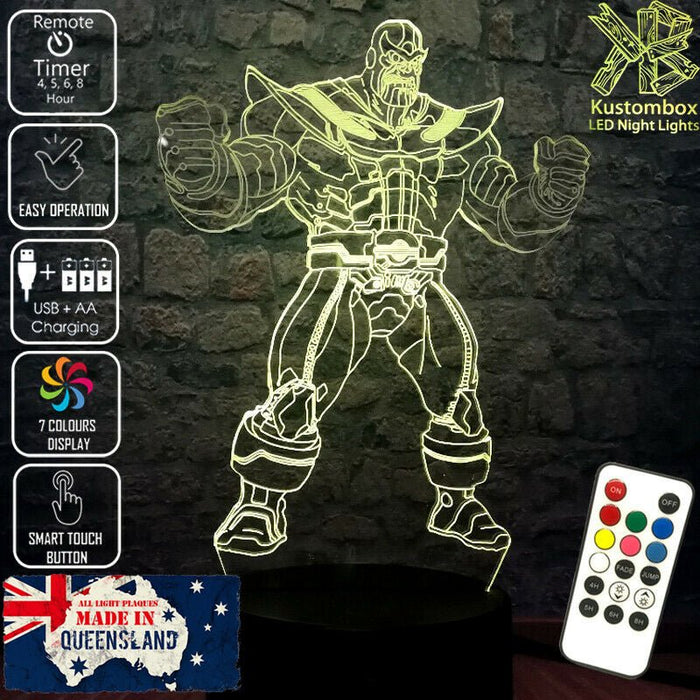 Thanos Avengers - 3D LED Night Light 7 Colours + Remote Control - Kustombox