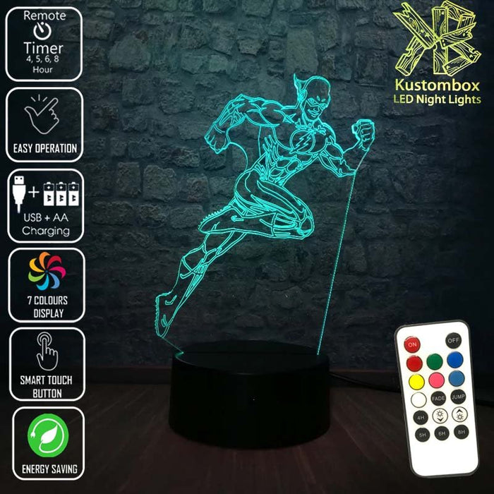 The Flash DC Comics - 3D LED Night Light 7 Colours + Remote Control - Kustombox