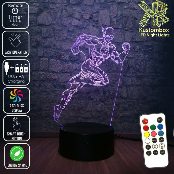 The Flash DC Comics - 3D LED Night Light 7 Colours + Remote Control - Kustombox