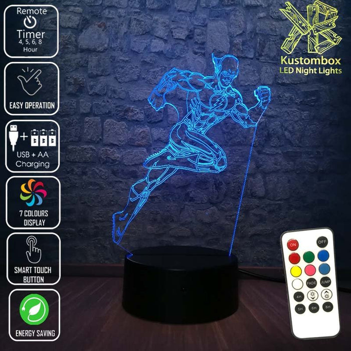 The Flash DC Comics - 3D LED Night Light 7 Colours + Remote Control - Kustombox