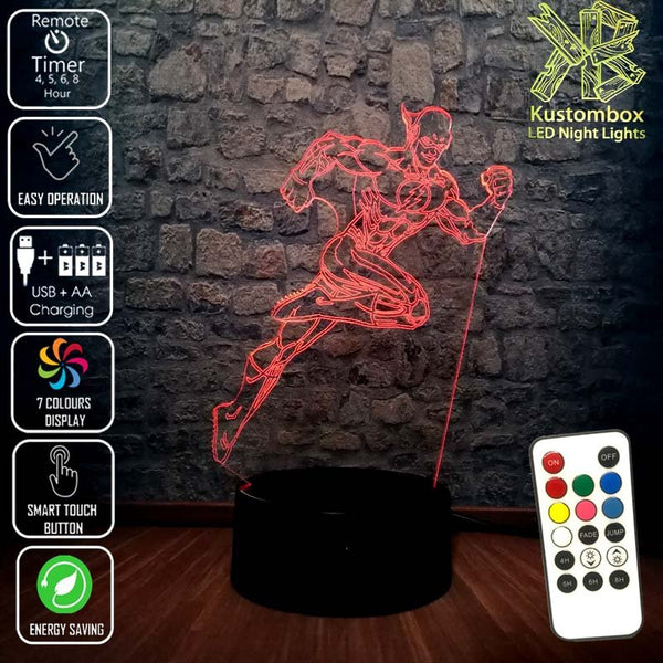 The Flash DC Comics - 3D LED Night Light 7 Colours + Remote Control - Kustombox