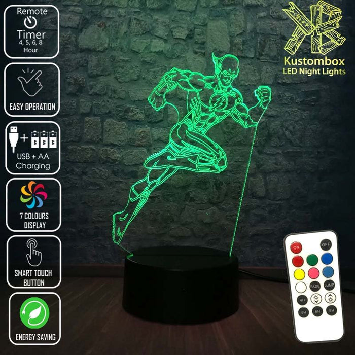 The Flash DC Comics - 3D LED Night Light 7 Colours + Remote Control - Kustombox