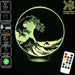 The Great Japanese Wave Kanagawa - 3D LED Night Light 7 Colours + Remote Control - Kustombox