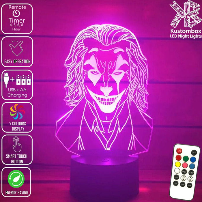 The Joker Batman - LED Night Light 7 Colours + Remote Control - Kustombox