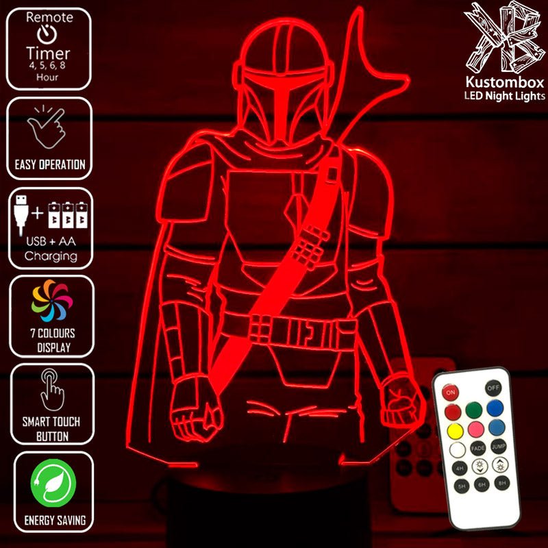 The Mandalorian Beskar Suit Statue - LED Night Light 7 Colours + Remote Control - Kustombox star wars
