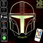 The Mandalorian beskar'gam Helmet - LED Night Light 7 Colours + Remote Control - Kustombox star wars