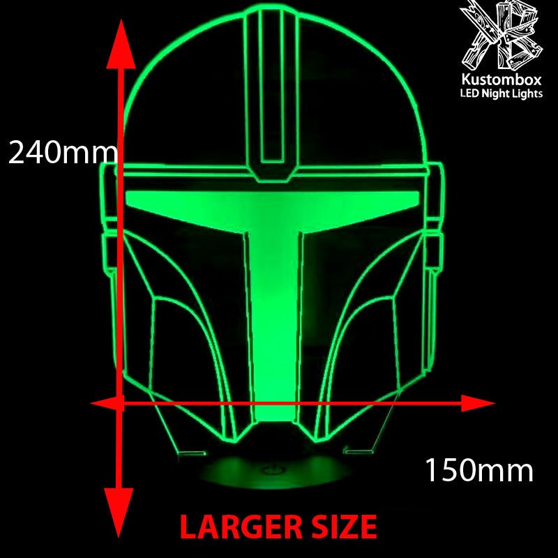 The Mandalorian beskar'gam Helmet - LED Night Light 7 Colours + Remote Control - Kustombox star wars