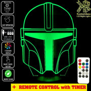 The Mandalorian beskar'gam Helmet - LED Night Light 7 Colours + Remote Control - Kustombox star wars