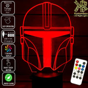 The Mandalorian beskar'gam Helmet - LED Night Light 7 Colours + Remote Control - Kustombox star wars