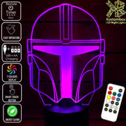 The Mandalorian beskar'gam Helmet - LED Night Light 7 Colours + Remote Control - Kustombox star wars