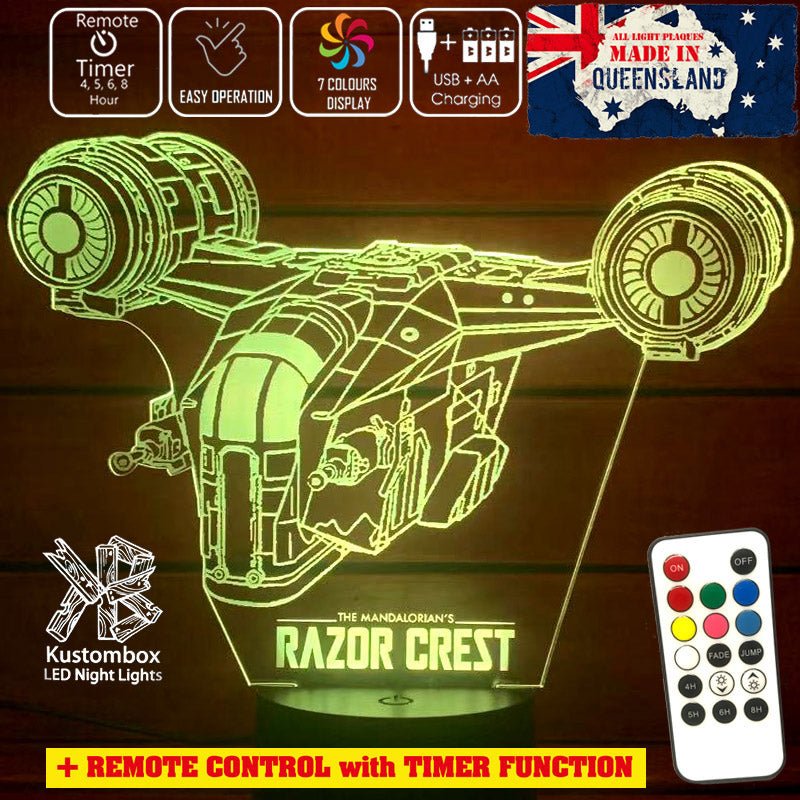 The Mandalorian Razor Crest - LED Night Light 7 Colours + Remote Control - Kustombox star wars