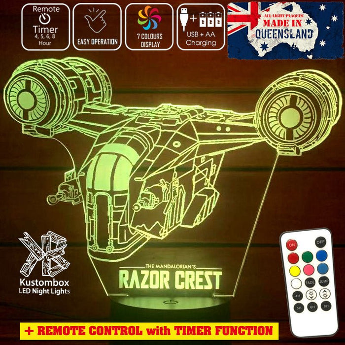 The Mandalorian Razor Crest - LED Night Light 7 Colours + Remote Control - Kustombox star wars