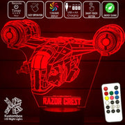 The Mandalorian Razor Crest - LED Night Light 7 Colours + Remote Control - Kustombox star wars