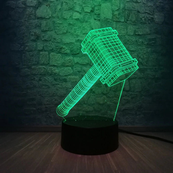 Thor Hammer Ragnarok the Avengers - 3D LED Night Light 7 Colours + Remote Control - Kustombox