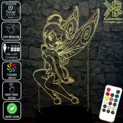 Tinkerbell Fairy Disney- 3D LED Night Light 7 Colours + Remote Control - Kustombox