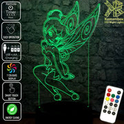 Tinkerbell Fairy Disney- 3D LED Night Light 7 Colours + Remote Control - Kustombox