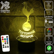 TOTTENHAM SPURS Football Club LED Night Light 7 Colours + Remote Control - Kustombox EFC SOCCER