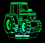 Tractor Personalised Name - 3D LED Night Light 7 Colours + Remote Control - Kustombox