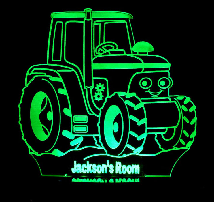 Tractor Personalised Name - 3D LED Night Light 7 Colours + Remote Control - Kustombox
