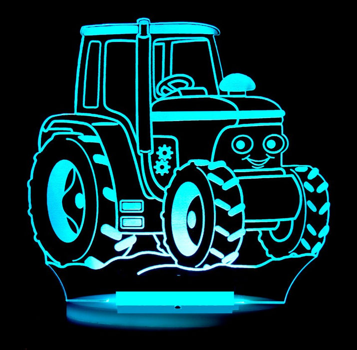 Tractor Personalised Name - 3D LED Night Light 7 Colours + Remote Control - Kustombox