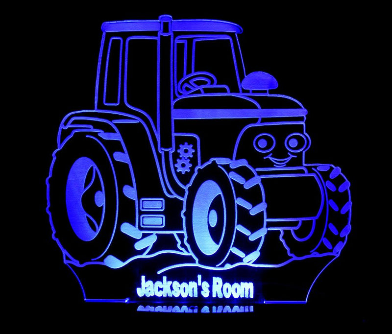 Tractor Personalised Name - 3D LED Night Light 7 Colours + Remote Control - Kustombox