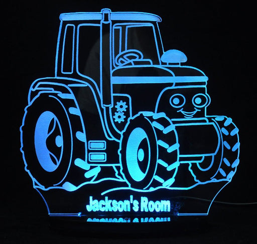 Tractor Personalised Name - 3D LED Night Light 7 Colours + Remote Control - Kustombox