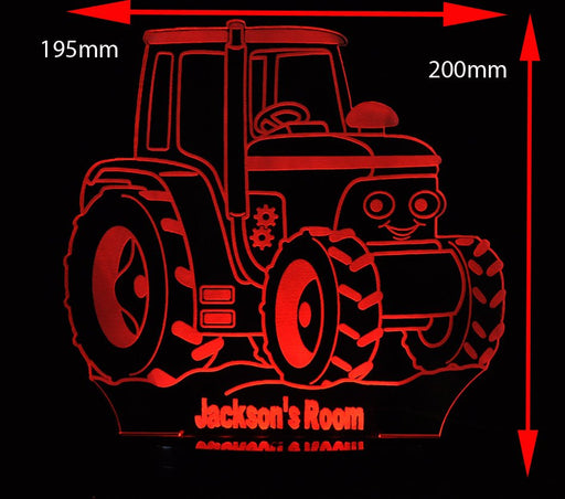 Tractor Personalised Name - 3D LED Night Light 7 Colours + Remote Control - Kustombox