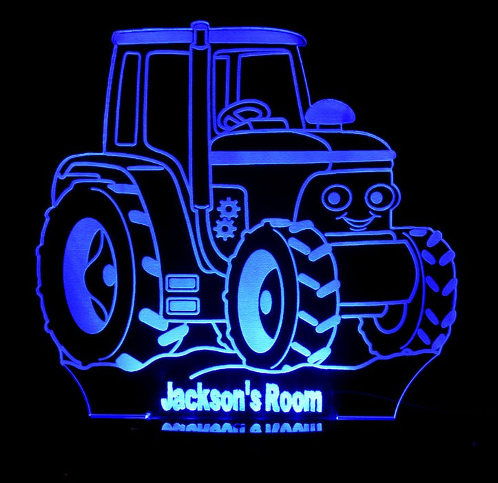 Tractor Personalised Name - 3D LED Night Light 7 Colours + Remote Control - Kustombox