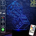 Two Dice game 3D - LED Night Light 7 Colours + Remote Control - Kustombox