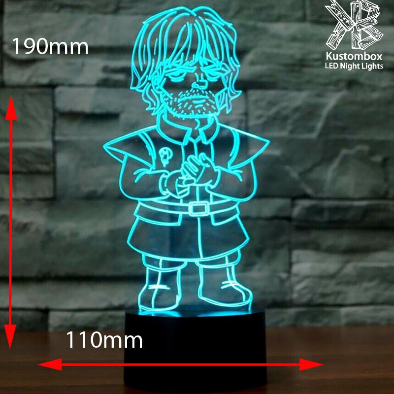 Tyrion Lannister Game of Thrones - 3D LED Night Light 7 Colours + Remote Control - Kustombox