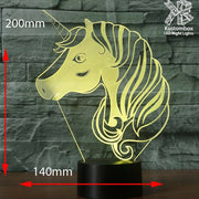 UNCORN PONY HEAD - 3D LED Night Light 7 Colours + Remote Control - Kustombox