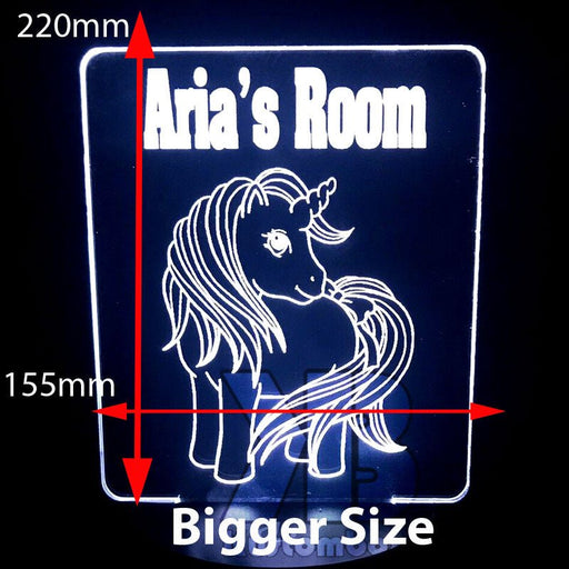 Unicorn Pony Personalised Name Option - 3D LED Night Light 7 Colours + Remote Control - Kustombox