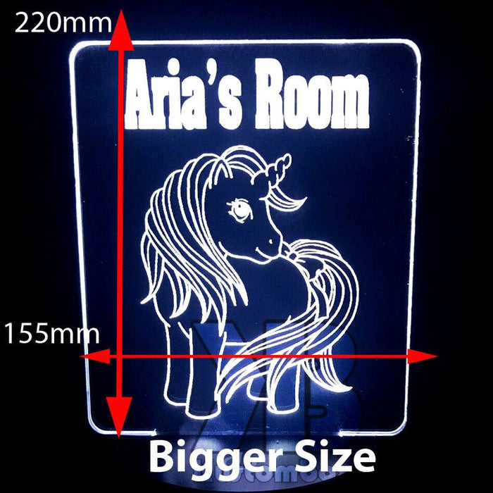 Unicorn Pony Personalised Name Option - 3D LED Night Light 7 Colours + Remote Control - Kustombox