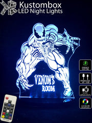 Venom Personalised Name - 3D LED Night Light 7 Colours + Remote Control - Kustombox