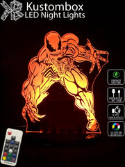 Venom Personalised Name - 3D LED Night Light 7 Colours + Remote Control - Kustombox