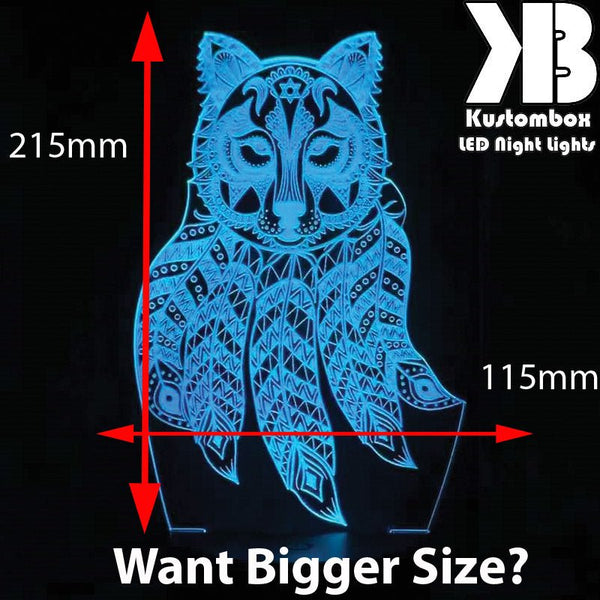 Wolf Dream Catcher - 3D LED Night Light 7 Colours + Remote Control - Kustombox