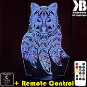 Wolf Dream Catcher - 3D LED Night Light 7 Colours + Remote Control - Kustombox