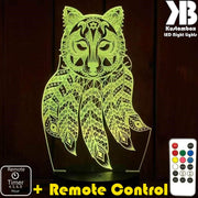 Wolf Dream Catcher - 3D LED Night Light 7 Colours + Remote Control - Kustombox