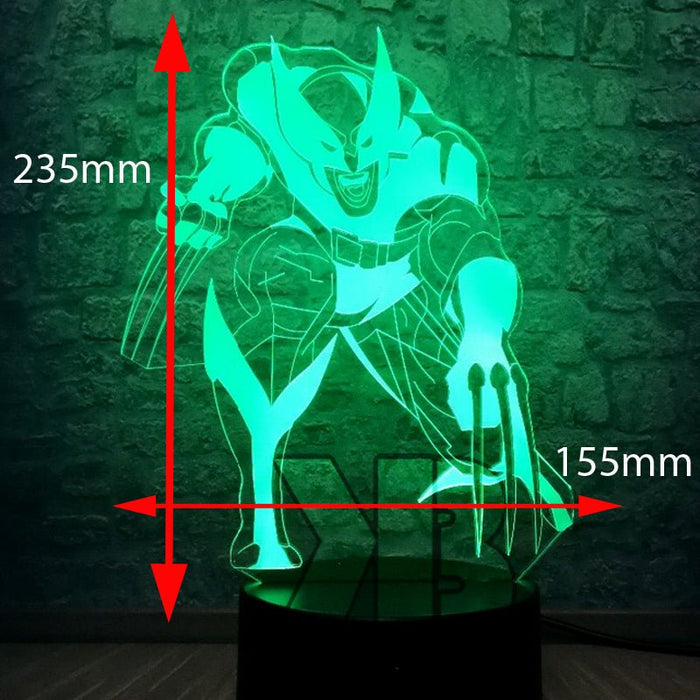Wolverine X MEN - 3D LED Night Light 7 Colours + Remote Control - Kustombox marvel