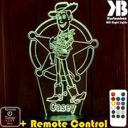 Woody Toy Story Personalised Name - 3D LED Night Light 7 Colours + Remote Control - Kustombox