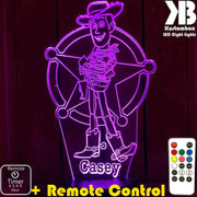 Woody Toy Story Personalised Name - 3D LED Night Light 7 Colours + Remote Control - Kustombox