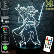 Yoda Jedi Master Star Wars - LED Night Light 7 Colours + Remote Control - Kustombox