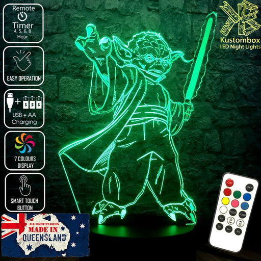 Yoda Jedi Master Star Wars - LED Night Light 7 Colours + Remote Control - Kustombox